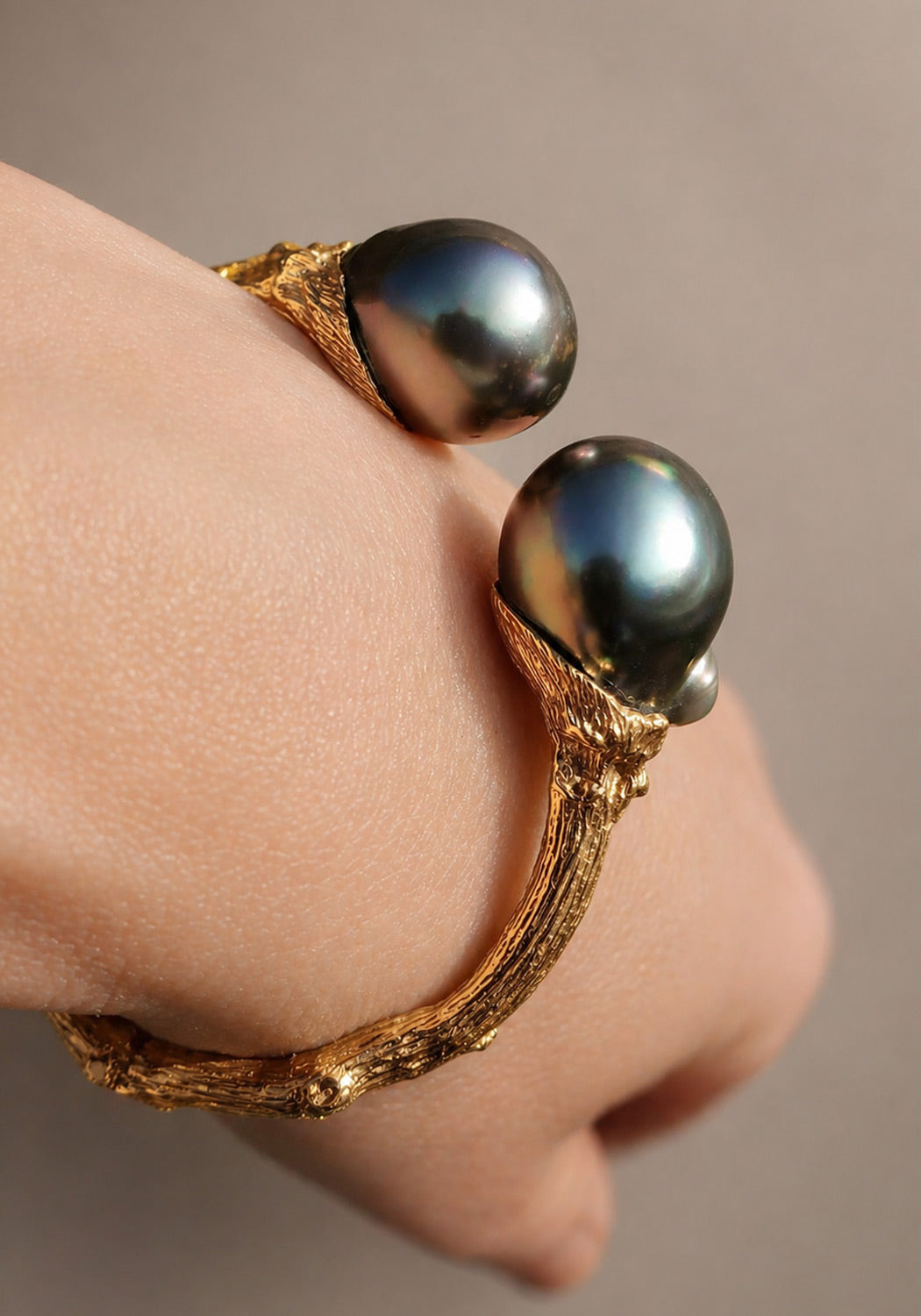 K. Brunini 18KRG Torque Twig Tahitian Pearl Cuff Bracelet | OsterJewelers.com
