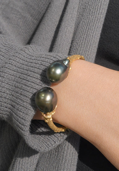 K. Brunini 18KRG Torque Twig Tahitian Pearl Cuff Bracelet | OsterJewelers.com