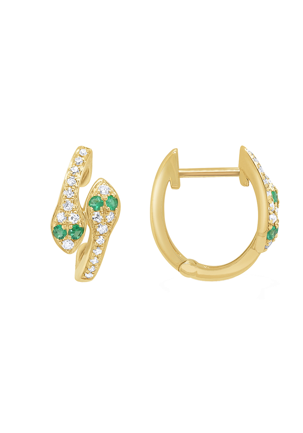 MO & ME 14KYG Diamond & Emerald Snake Huggie Earrings | Cherry Creek North | OsterJewelers.com