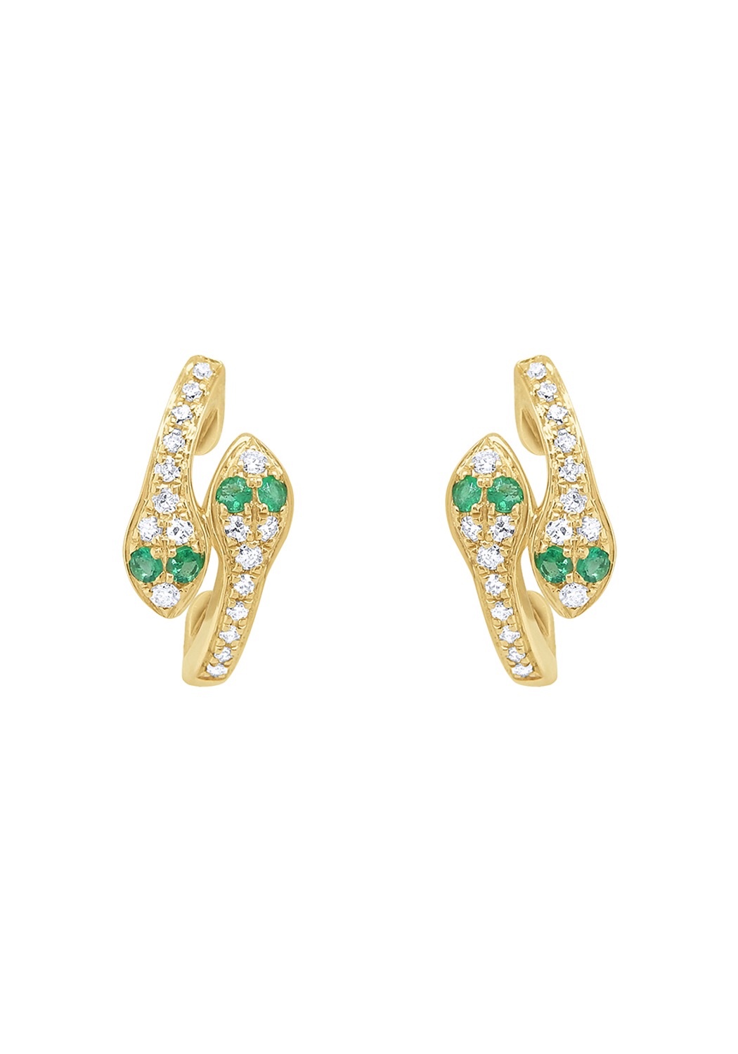 MO & ME 14KYG Diamond & Emerald Snake Huggie Earrings | Cherry Creek North | OsterJewelers.com
