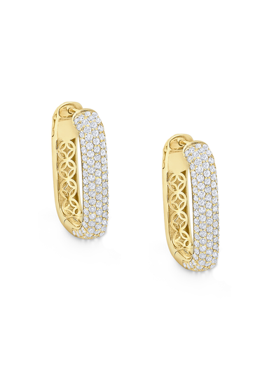 KC Designs 14KYG Diamond Rectangular Statement Hoop Earrings | OsterJewelers.com