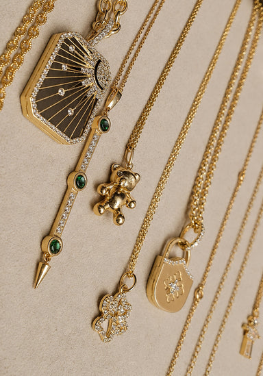 18KYG Sun Tarot, Tsavorite Pendant, Teddy Bear, Paw, Girl & Cross Locket pendant necklaces