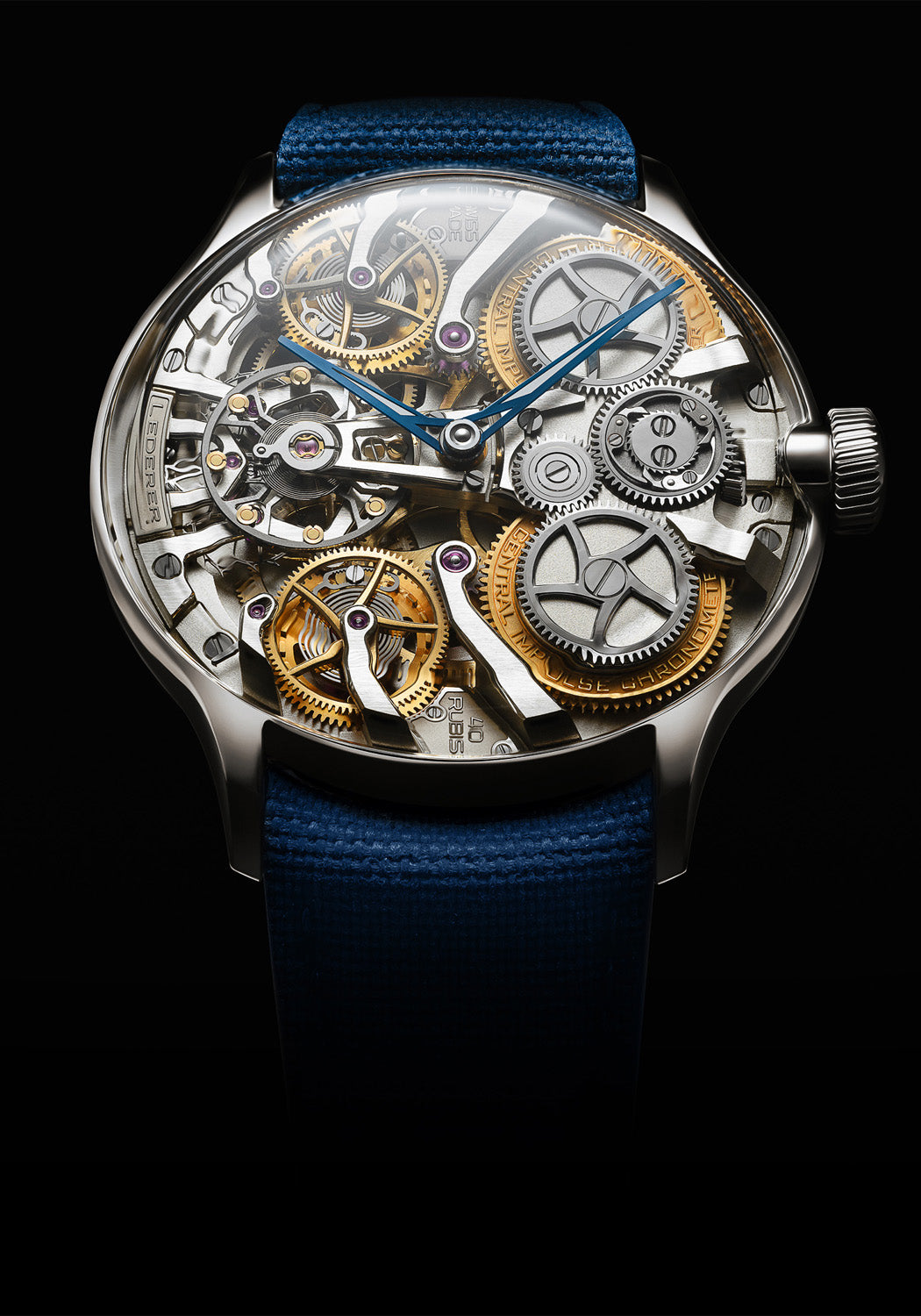 Lederer Central Impulse Chronometer 39mm InVerto Ti on a black background | OsterJewelers.com