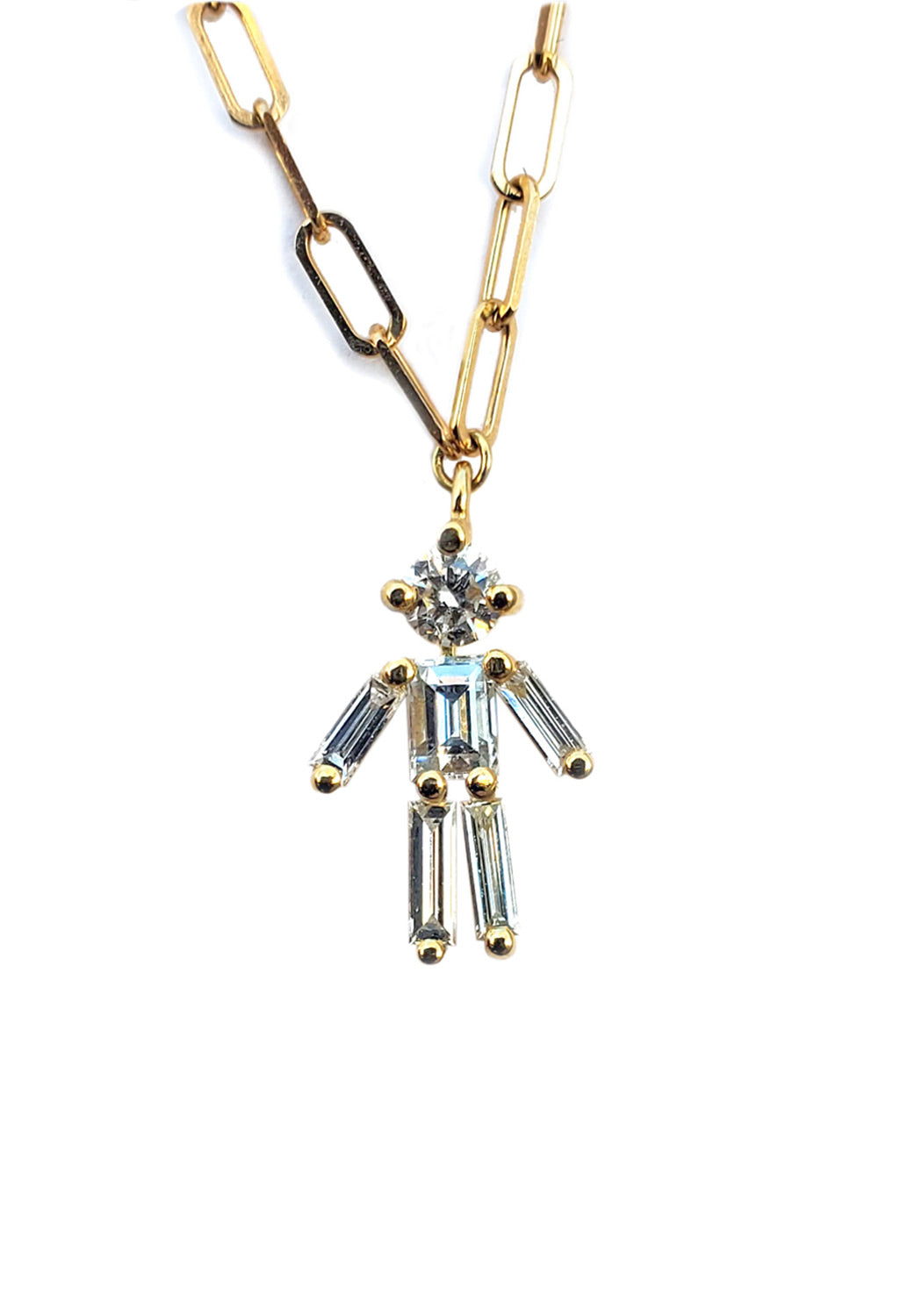 Little Ones 18K Yellow Gold Diamond Boy Paperclip Chain Necklace | OsterJewelers.com