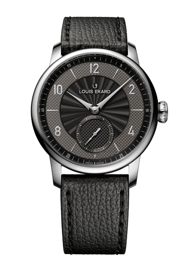 Louis Erard Excellence Petite Seconde Guilloché Anthracite Black
 on a white background.