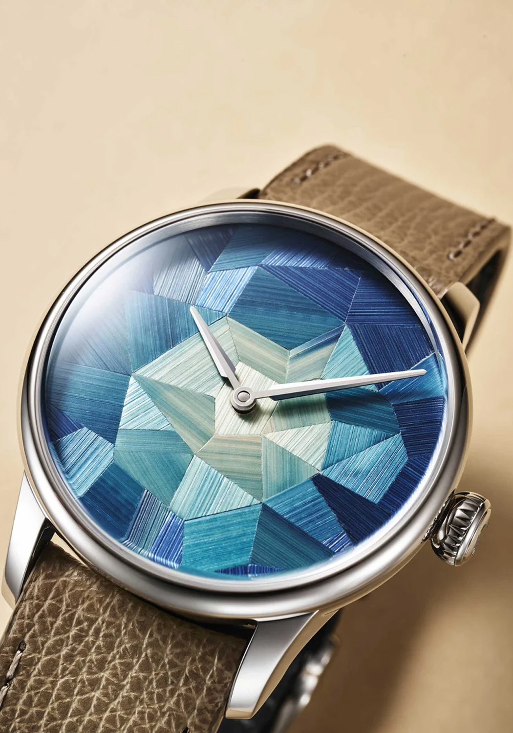 Louis Erard Marqueterie de Paille features a handcrafted Blue Straw Marquetry Dial | Oster Jewelers