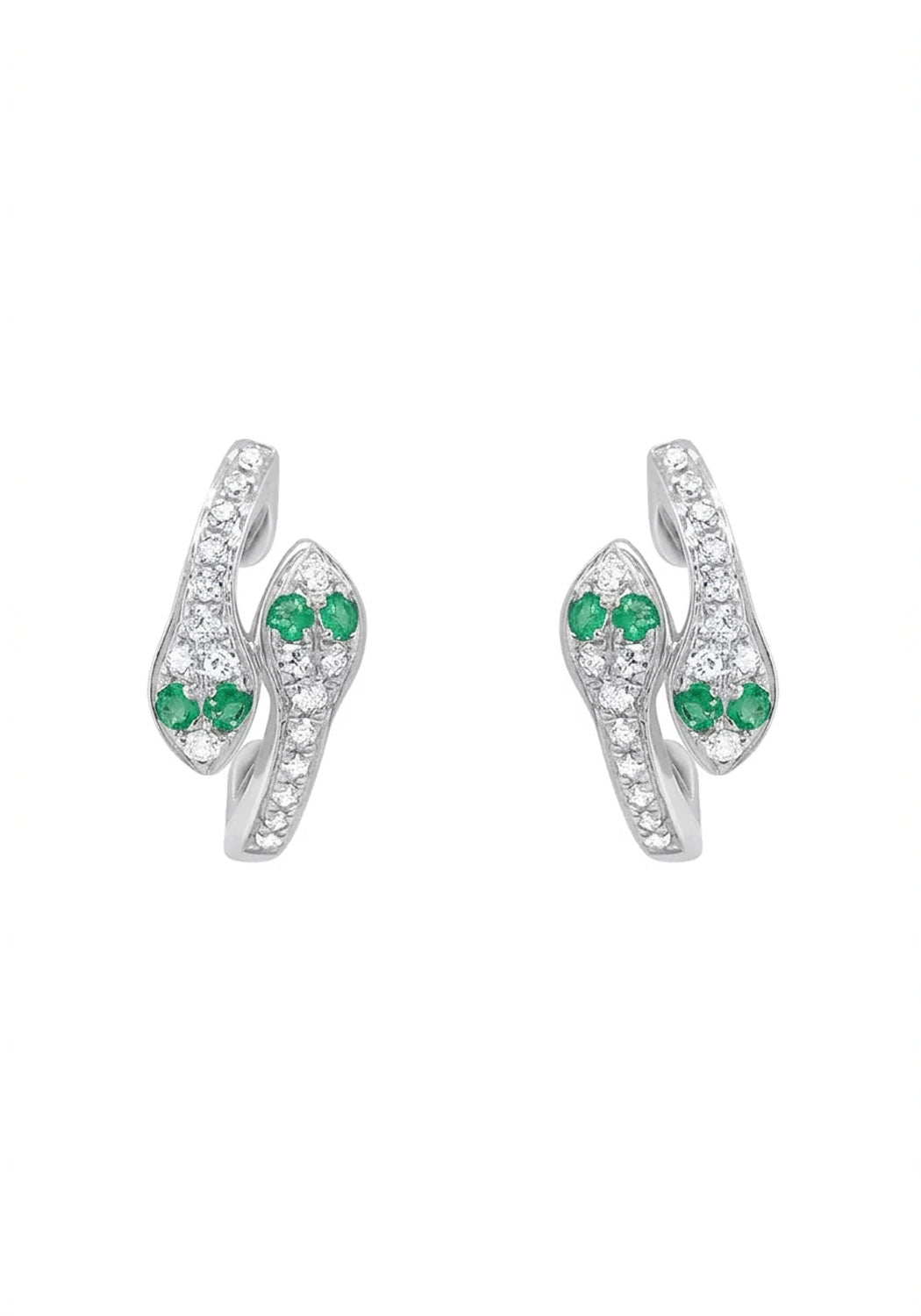 MO & ME 14KWG Diamond & Emerald Snake Huggie Earrings | Denver Jewelry | OsterJewelers.com
 