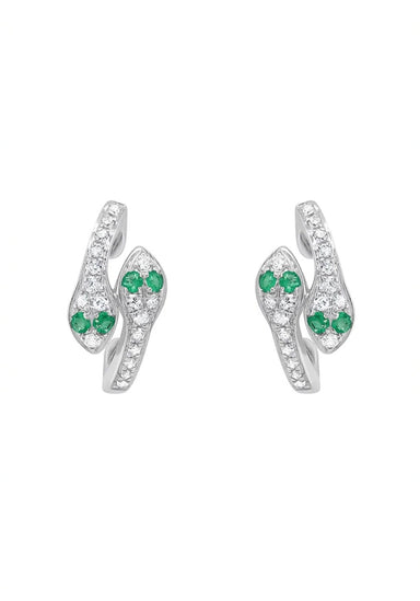 MO & ME 14KWG Diamond & Emerald Snake Huggie Earrings | Denver Jewelry | OsterJewelers.com
 