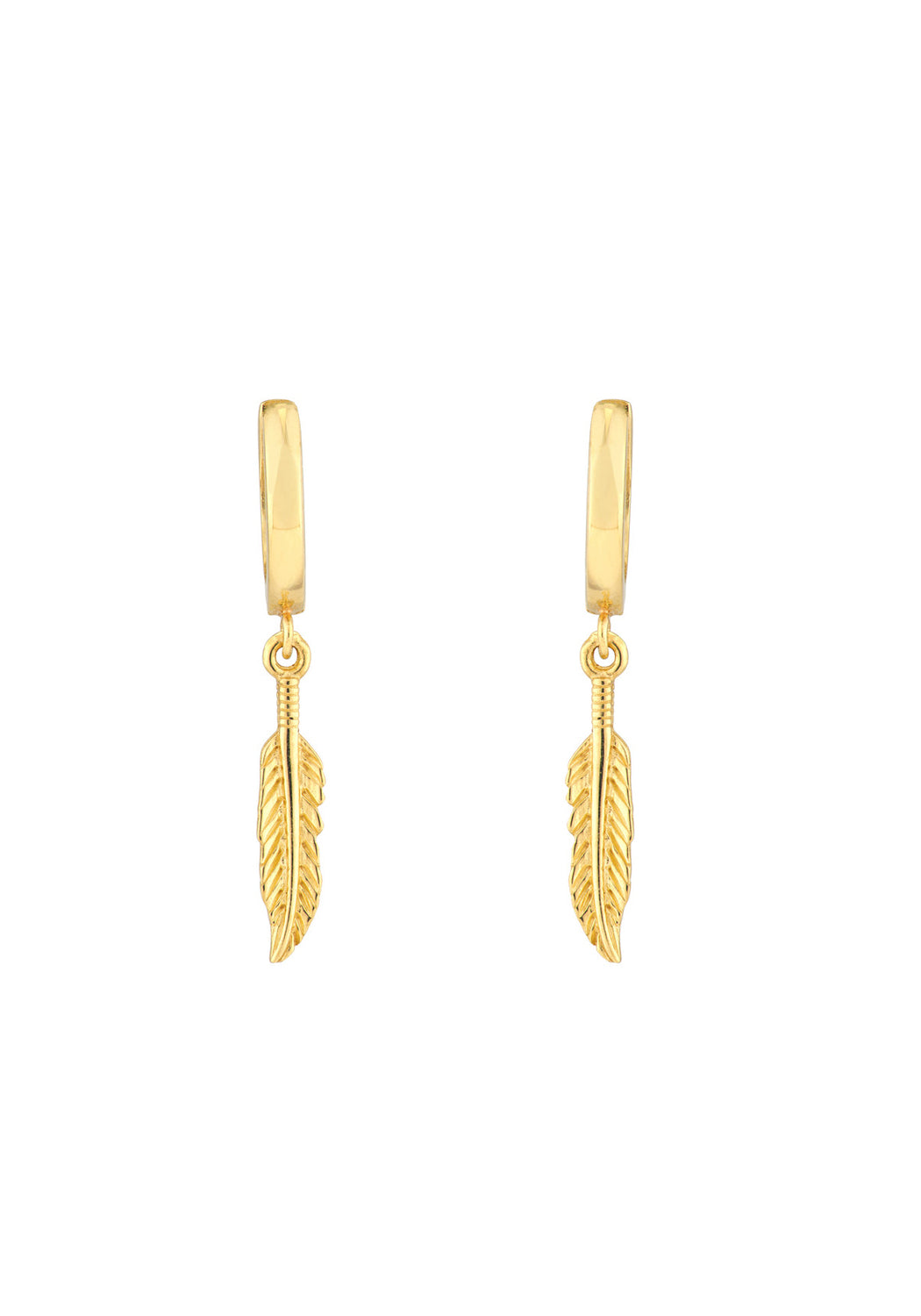 MO & ME 14KYG Feather Drop Mini Huggie Hoop Earrings | Cherry Creek North Denver | OsterJewelers.com