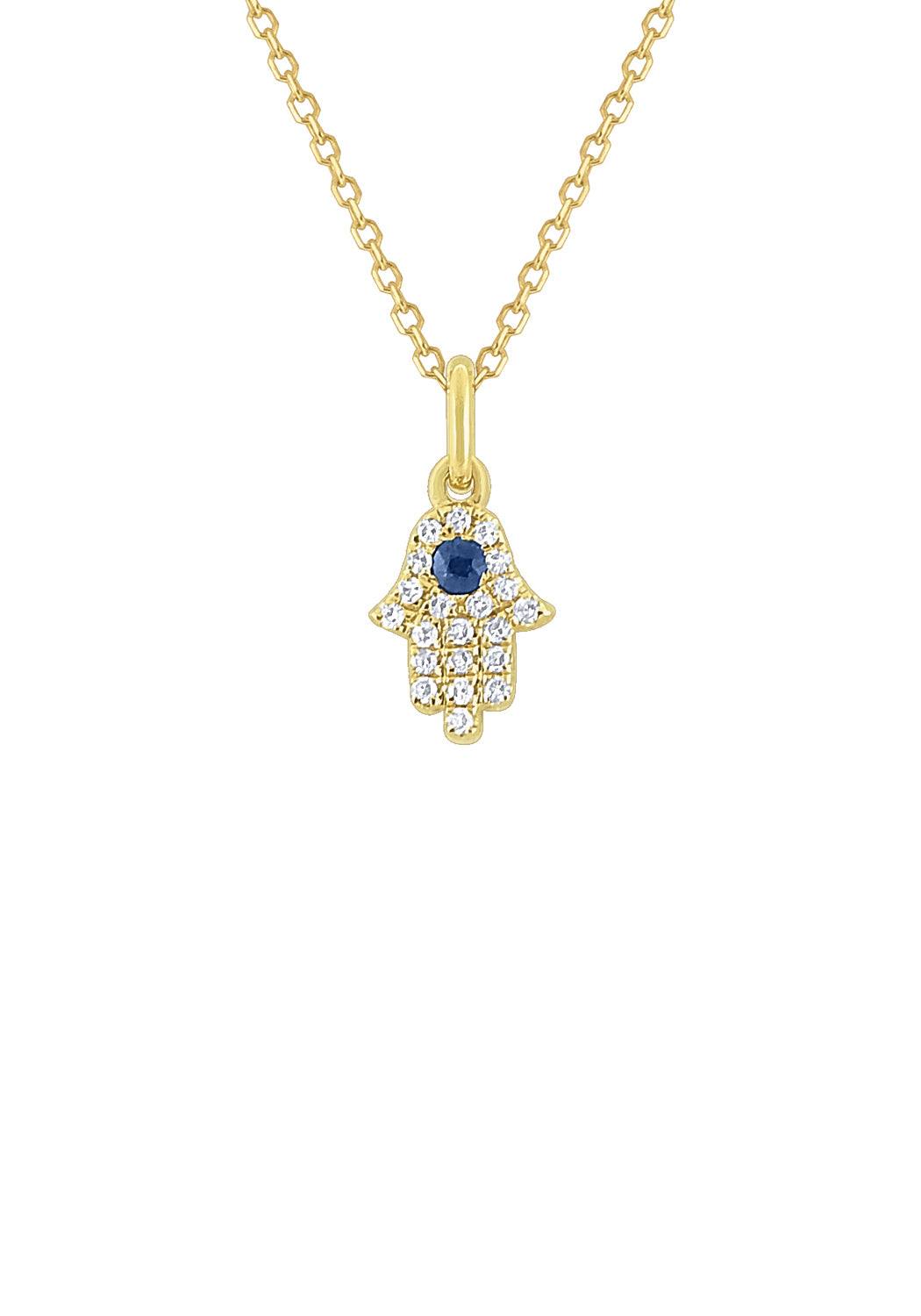 MO & ME 14KYG Diamond & Sapphire Mini Hamsa Necklace | Denver Jewelers | OsterJewelers.com