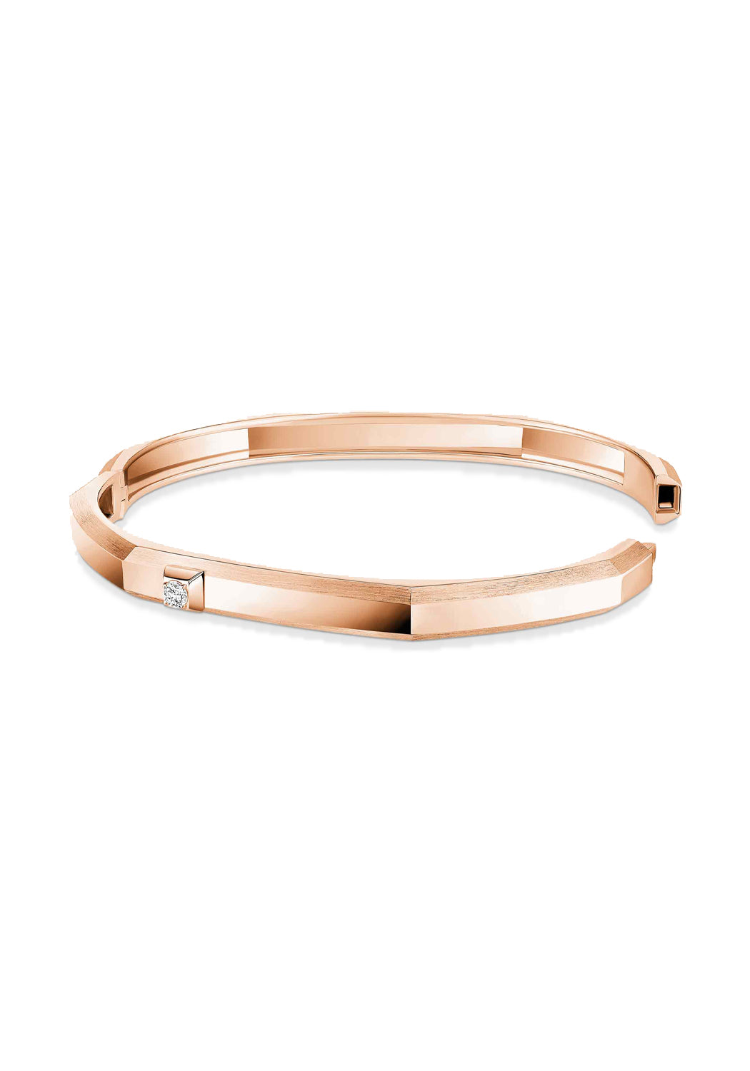 Rendering of the Messika Moderniste 18KRG Medium Solitaire Diamond Bangle showing the closure