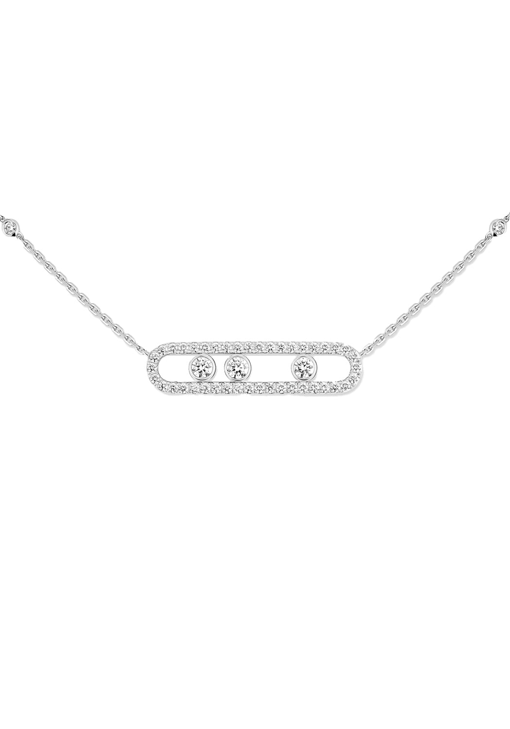 Messika Move 18K White Gold Pavé Diamond Necklace | Ref3 03994-WG | OsterJewelers.com