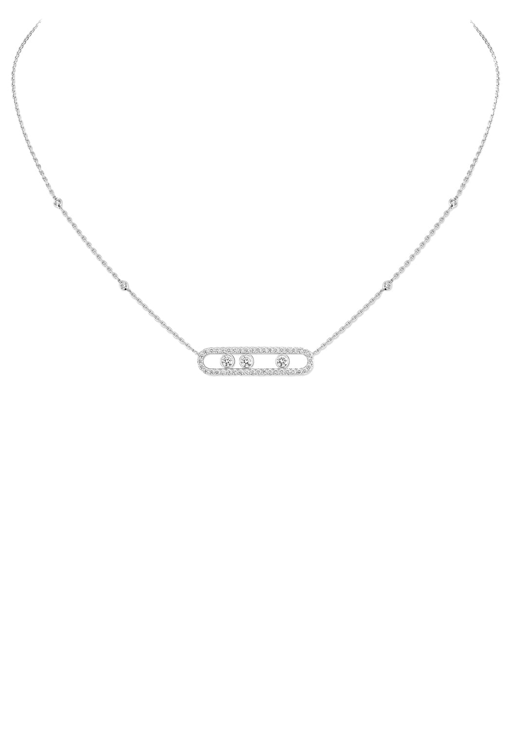 Messika Move 18K White Gold Pavé Diamond Necklace | Ref3 03994-WG | OsterJewelers.com