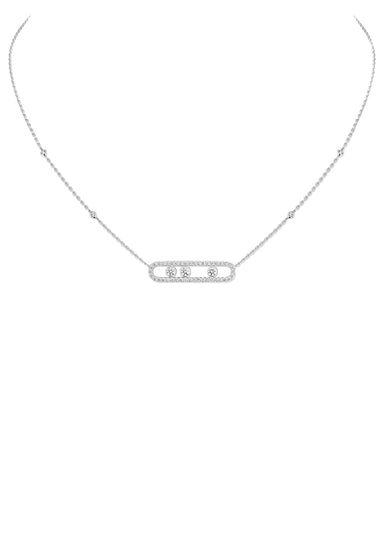 Messika Move 18K White Gold Pavé Diamond Necklace | Ref3 03994-WG | OsterJewelers.com
