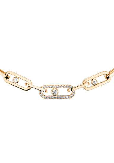 Messika Move Link 18KYG Pavé Multi Diamond Chain Necklace | Ref. 12853 | OsterJewelers.com