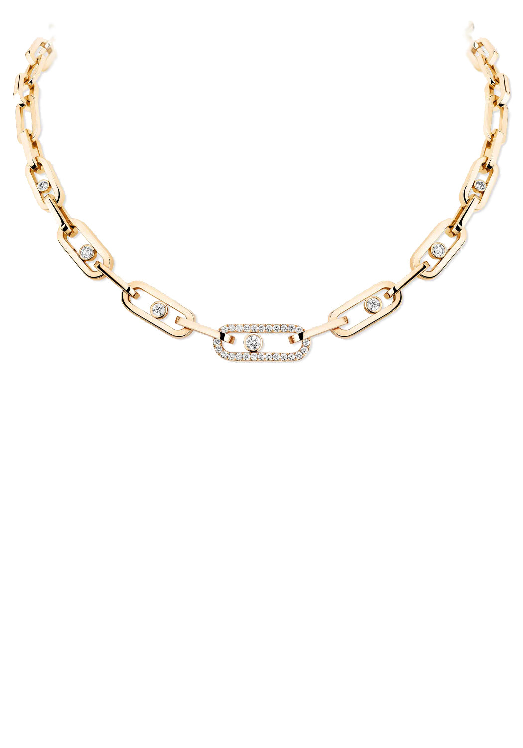 Messika Move Link 18KYG Pavé Multi Diamond Chain Necklace | Ref. 12853 | OsterJewelers.com