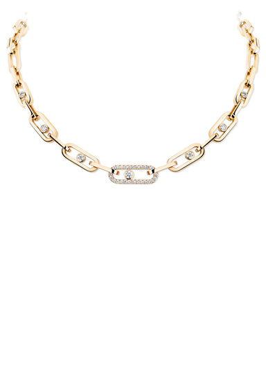 Messika Move Link 18KYG Pavé Multi Diamond Chain Necklace | Ref. 12853 | OsterJewelers.com
