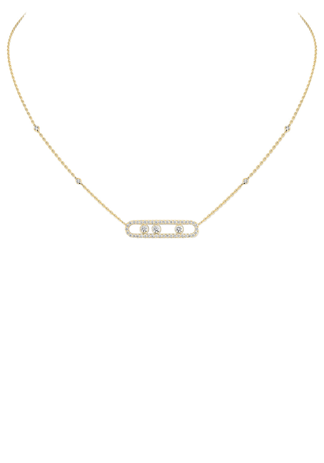 Messika Move 18K Yellow Gold Pavé Diamond Necklace | Ref3 03994-YG | OsterJewelers.com