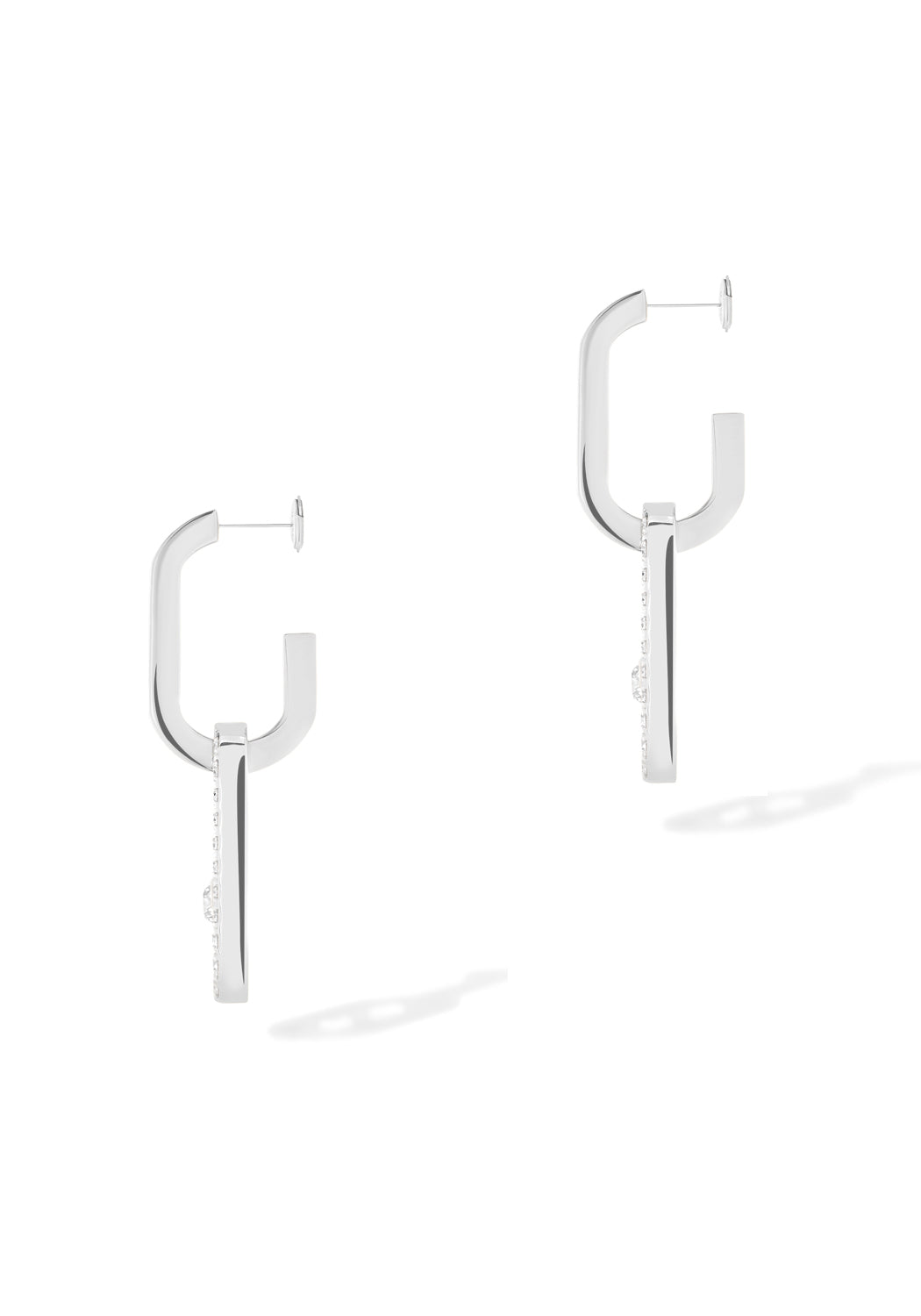 Messika Move Link 18K White Gold Pavé Diamond Earrings | 12469-WG | Denver, CO | OsterJewelers.com