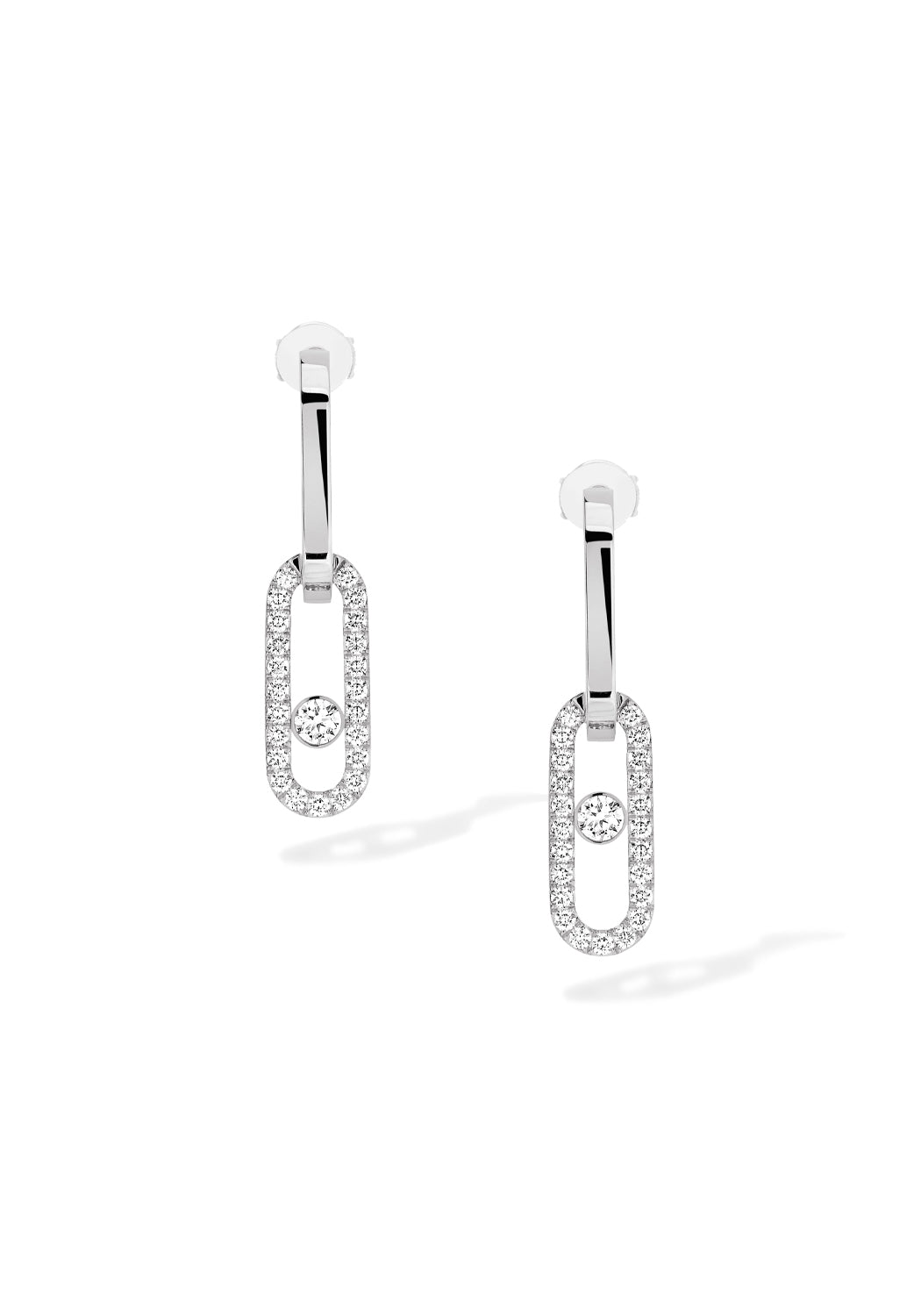 Messika Move Link 18K White Gold Pavé Diamond Earrings | 12469-WG | Denver, CO | OsterJewelers.com