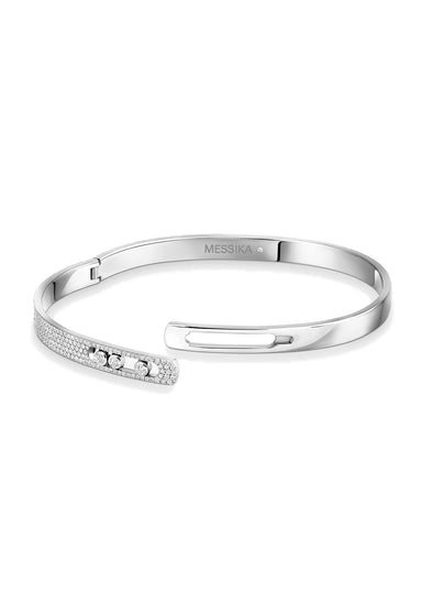 Messika Move Noa SM 18KWG Pavé Diamond Bangle | Ref. 10093-WG | OsterJewelers.com