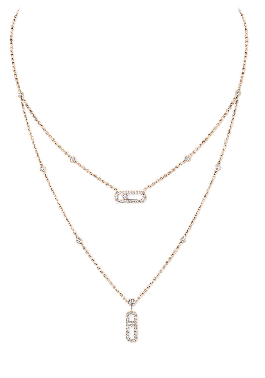Messika Move Uno 2 Rows Pavé 18KRG Diamond Necklace | 07174 | Denver Jewelers | OsterJewelers.com
