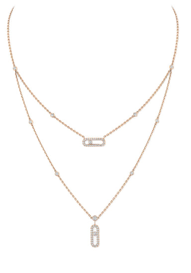 Messika Move Uno 2 Rows Pavé 18KRG Diamond Necklace | 07174 | Denver Jewelers | OsterJewelers.com
