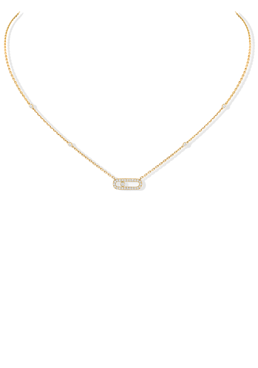 Messika Move Uno Pavé 18K Yellow Gold Diamond Necklace | 04708-YG