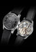 Front & back of the Moritz Grossmann Benu Power Reserve Black Stainless Steel on a black background