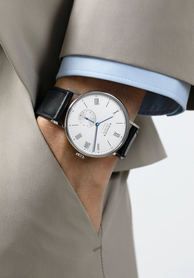 Nomos Glashutte Ludwig Neomatik 41 Date Luxury Wrist Watch in White Silver Plated with Stainless Steel Case