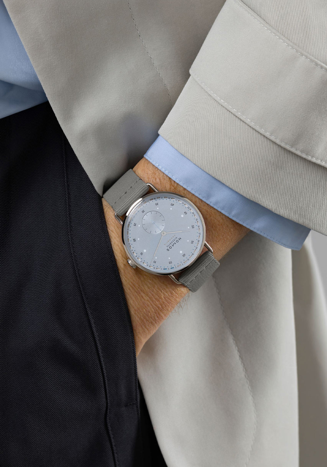 NOMOS Metro Neomatik 41 Update on a man's wrist | Denver Watches | OsterJewelers.com