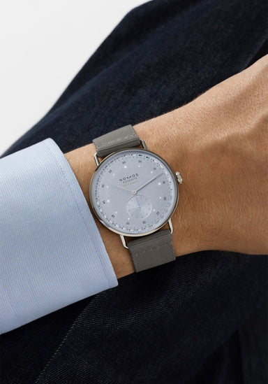 NOMOS Metro Neomatik 41 Update on a man's wrist | Denver Watches | OsterJewelers.com