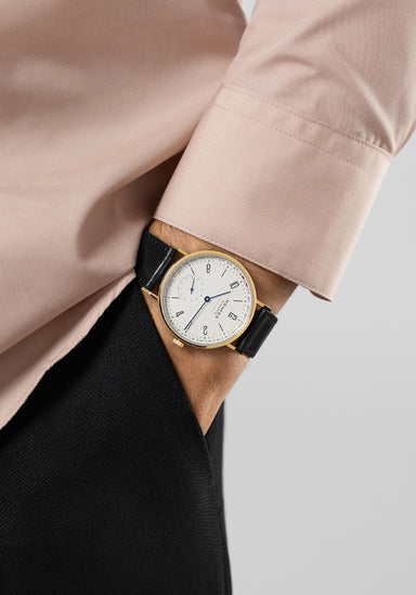 NOMOS Tangente Gold Neomatik 38 Update on the wrist | Ref. 195 | Denver Watches | OsterJewelers.com