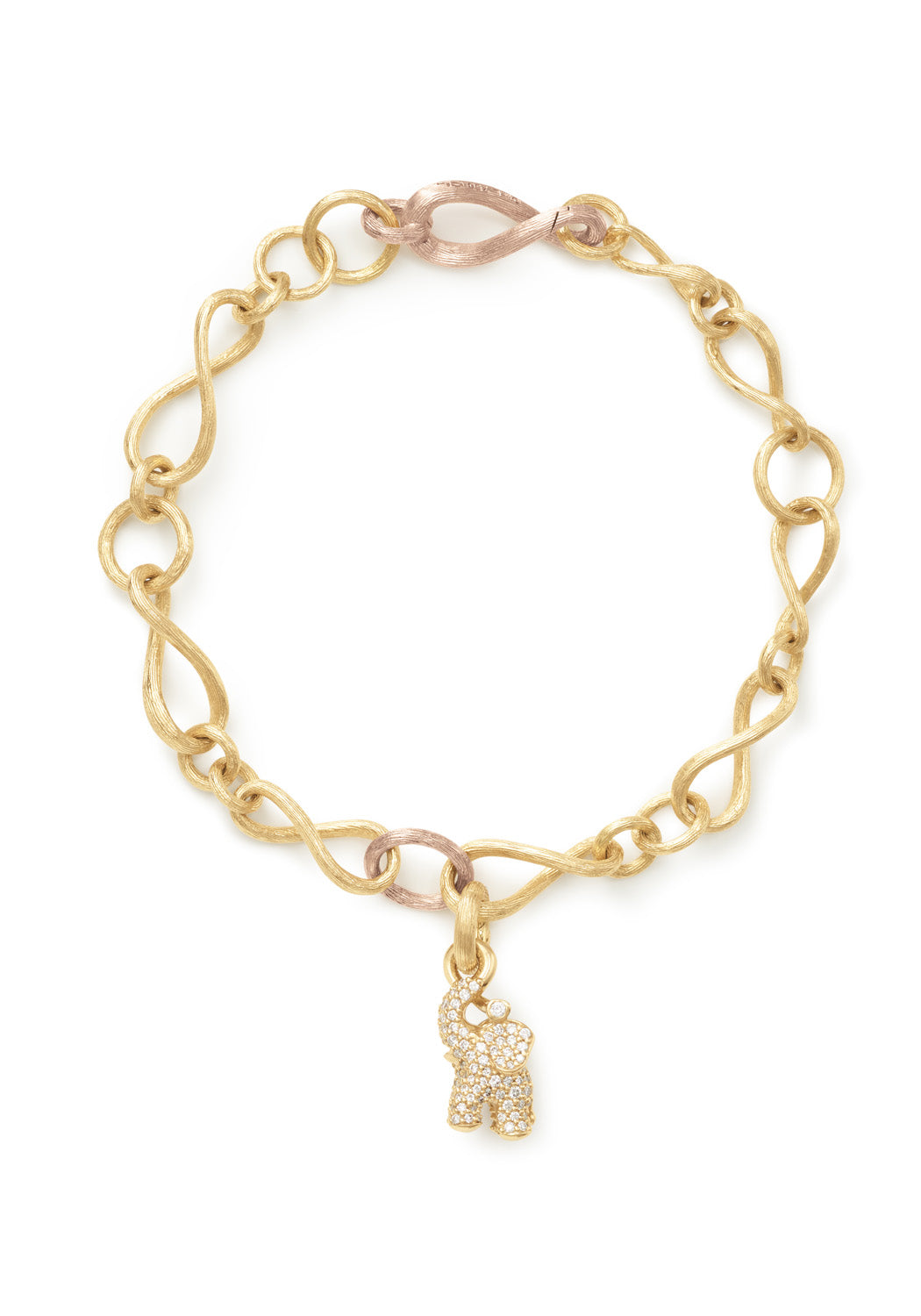  A Love link bracelet with an 18KYG Small Pavé Diamond Elephant Charm (sold separately)