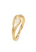 Closeup of the Ocean Drop 18KYG Solitaire Diamond Ring shows a single pear diamond swirled in gold