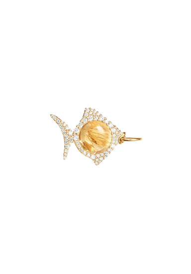 Ole Lynggaard Young Fish 18KYG Pavé Diamond Rutile Quartz Fish Pendant | Denver | OsterJewelers.com
