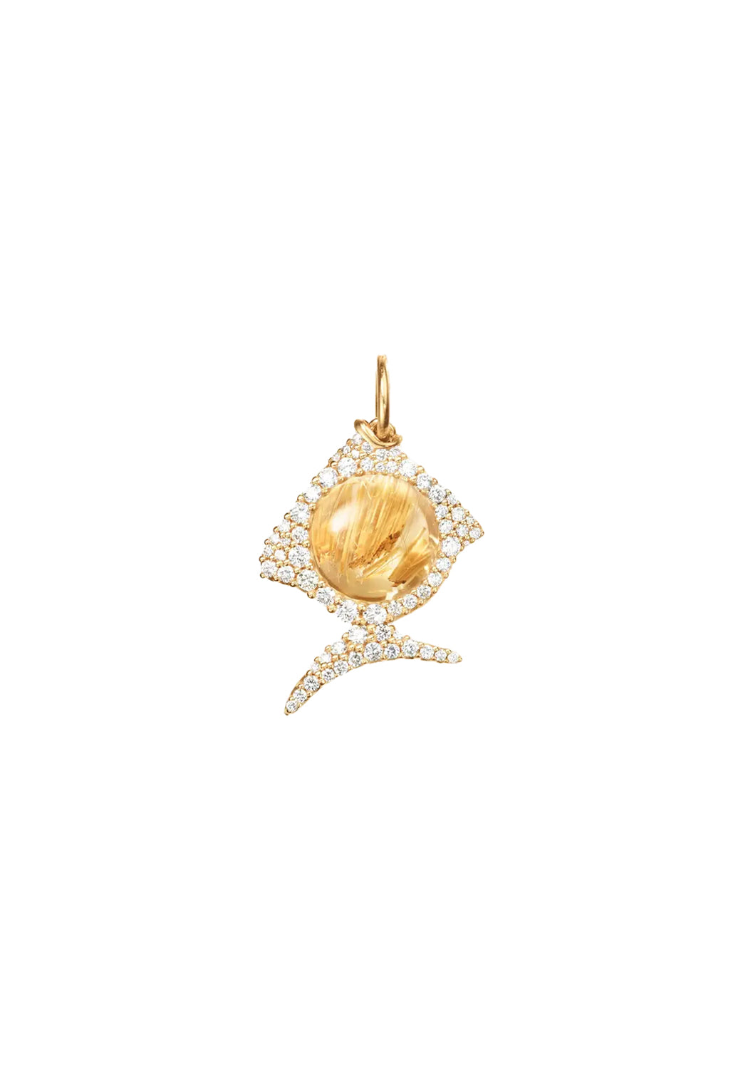 Ole Lynggaard Young Fish 18KYG Pavé Diamond Rutile Quartz Fish Pendant | Denver | OsterJewelers.com
