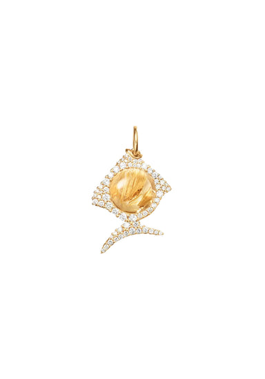 Ole Lynggaard Young Fish 18KYG Pavé Diamond Rutile Quartz Fish Pendant | Denver | OsterJewelers.com

