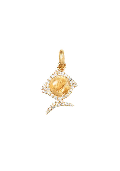 Ole Lynggaard Young Fish 18KYG Pavé Diamond Rutile Quartz Fish Charm | OSterJewelers.com