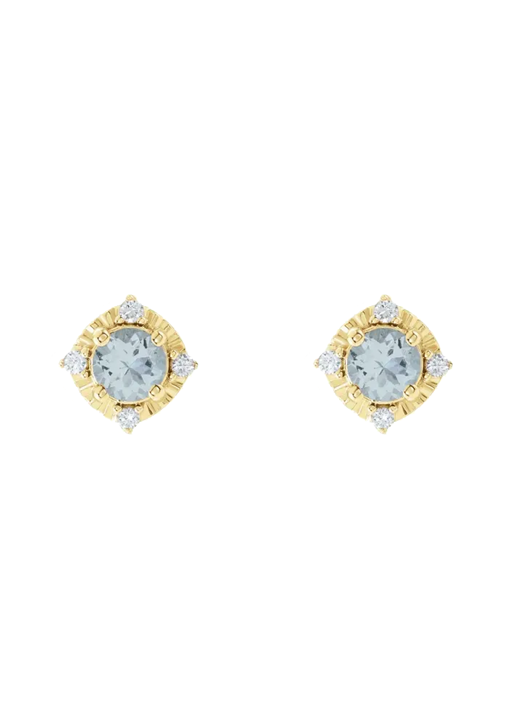 Oster Collection 18KYG Diamond Halo Aquamarine Stud Earrings | OsterJewelers.com
