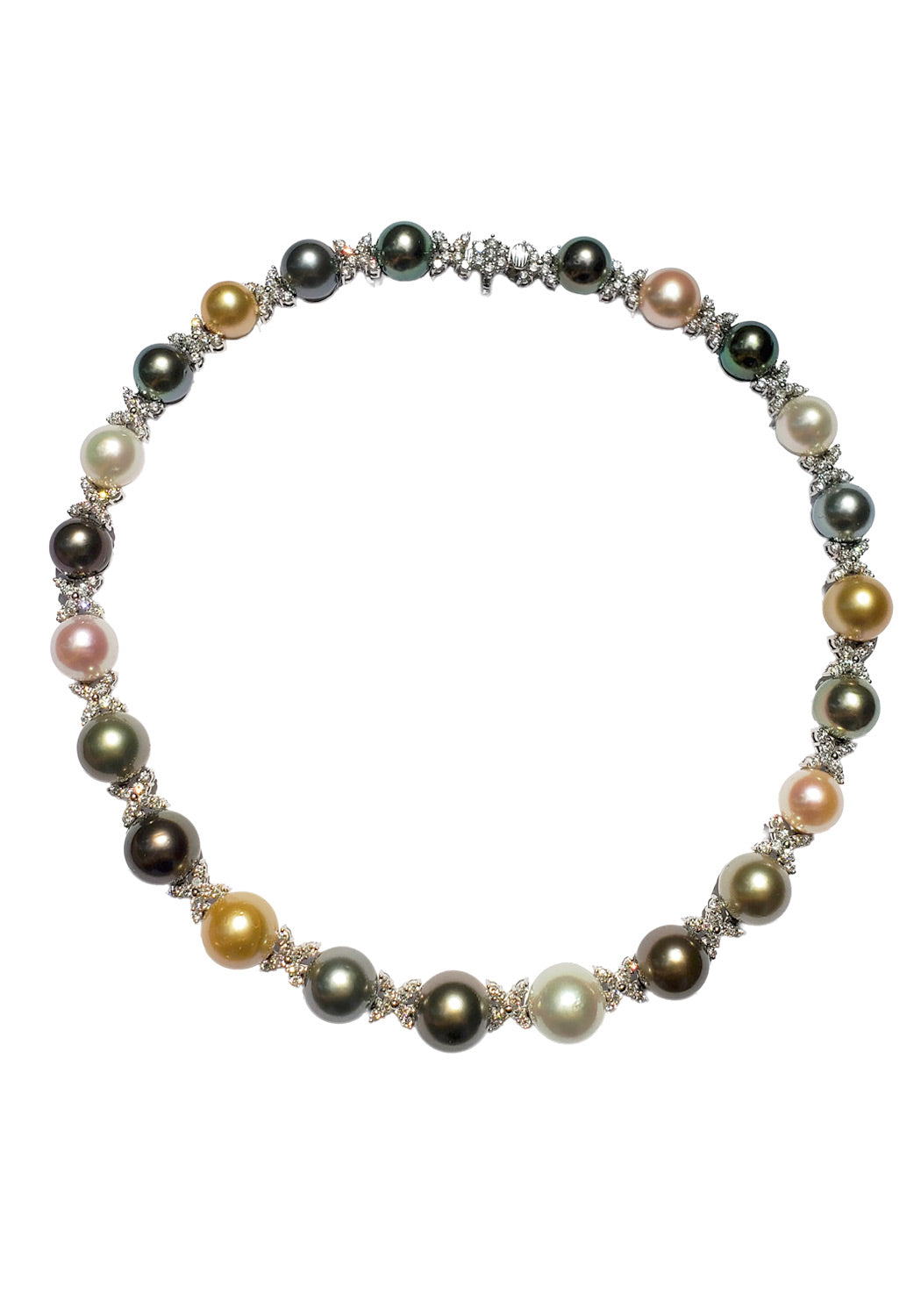 XOXO Multi-Colored Pearl & Diamond Choker Necklace at Osterjewelers.com