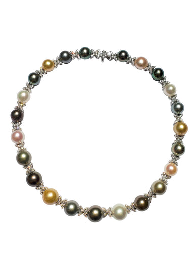 XOXO Multi-Colored Pearl & Diamond Choker Necklace at Osterjewelers.com