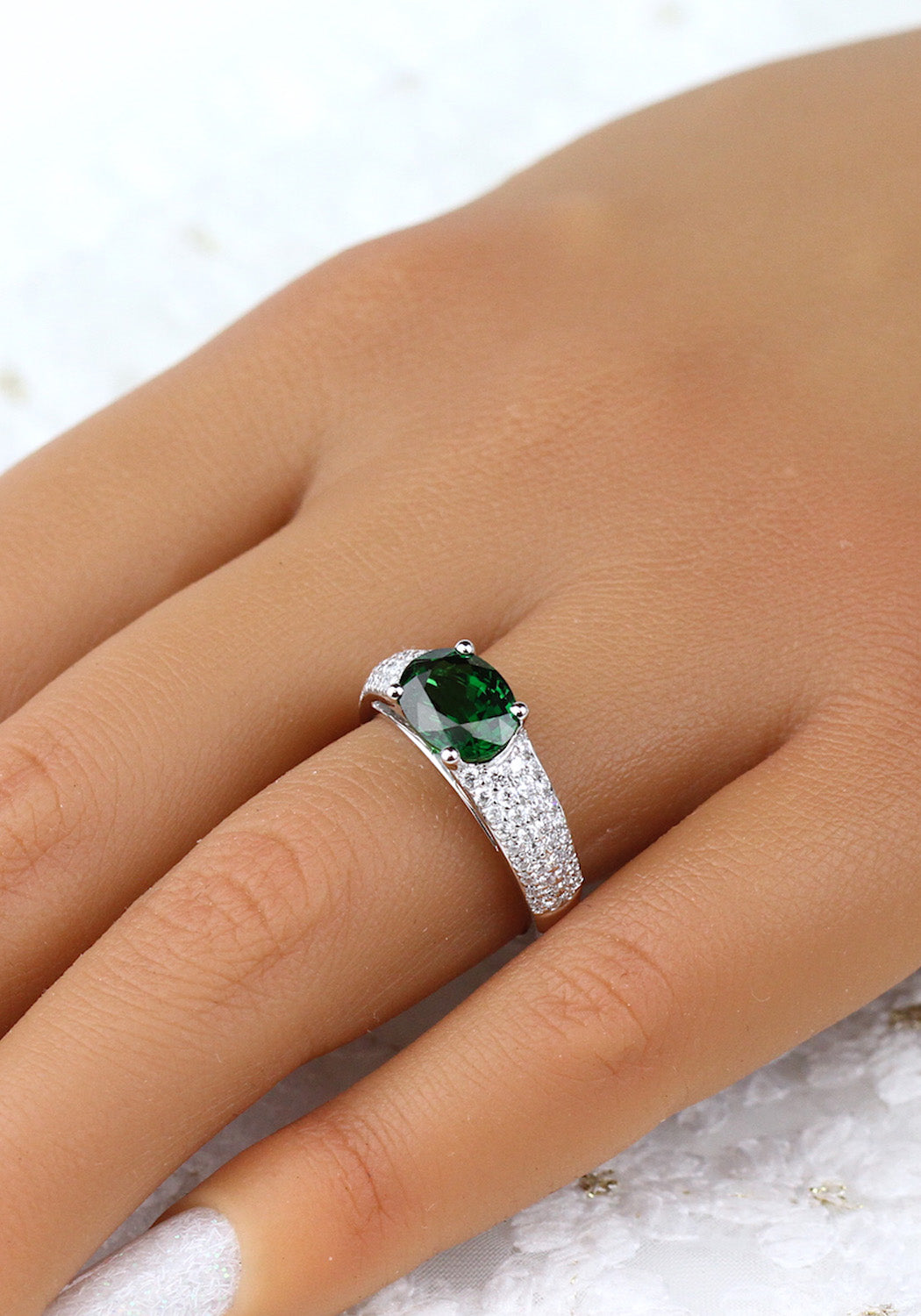 Parade Design 18KWG Diamond & Oval Tsavorite Engagement Ring | Denver Bridal | OsterJewelers.com