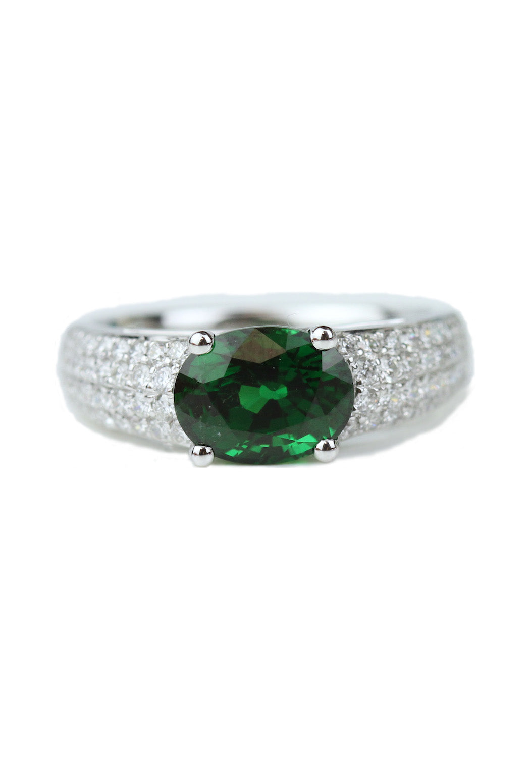Parade Design 18KWG Diamond & Oval Tsavorite Engagement Ring | Denver Bridal | OsterJewelers.com