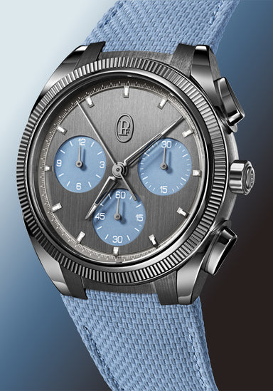 Side view of the Parmigiani Fleurier Tonda PF Sport Chronograph Ultra-Cermet Mineral Blue