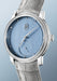 A closeup of the grained dial of the Parmigiani Fleurier Toric Petite Seconde Morning Blue