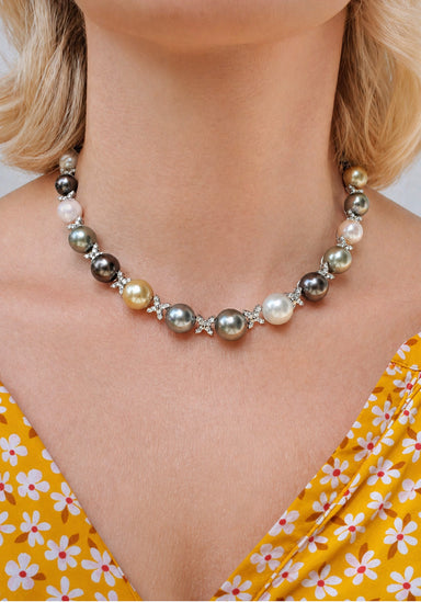 XOXO Multi-Colored Pearl & Diamond Choker Necklace at Osterjewelers.com