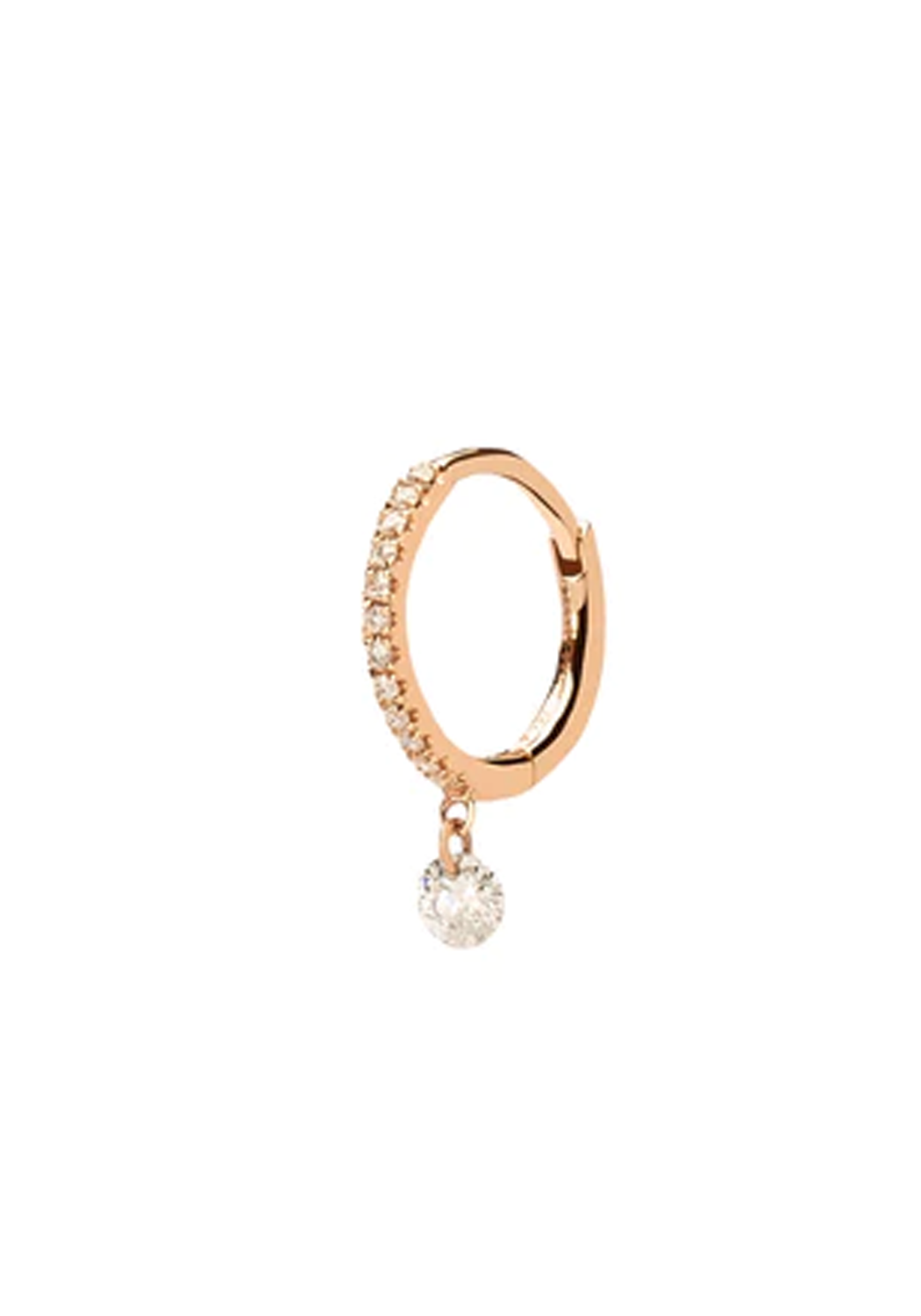 Persée Paris 18K Gold Solitaire Pavé Diamond Hoop Earring | Choose Gold