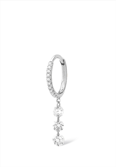 Persée Paris 18K White Gold Pavé 3 Diamond Single Hoop Earring | Ref. EA76661 | OsterJewelers.com