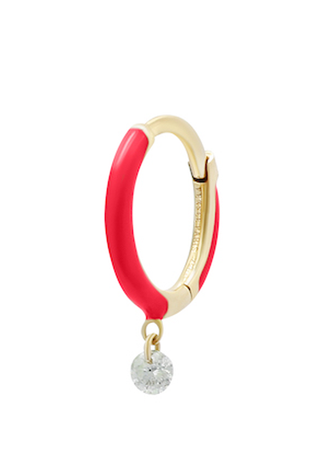 Persée Paris 18KYG Diamond & Pink Enamel Hoop Earring | Ref. EA82774-PK-YG | OsterJewelers.com